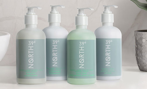 39° North Hair & Body Care Set on a white table