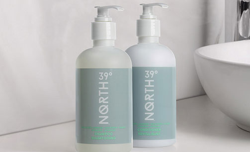 39° North Hair Care Set on a white table